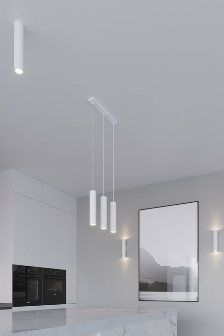 LAGOS 3P lampă suspendată albă + 3x bec LED GU-10 4000K rece 7W 630lm