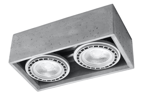 Plafonieră QUATRO 2 beton + 2x bec LED GU10 AR111 3000K cald 12W 800lm