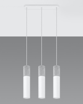 Lampă suspendată BORGIO 3 alb + 3x bec LED GU-10 4000K rece 7W 630lm