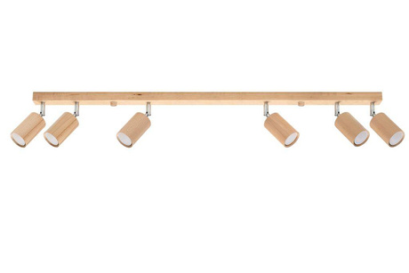 Plafonieră BERG 6 lemn natural + 6x bec LED GU-10 4000K Cold 7W 630lm