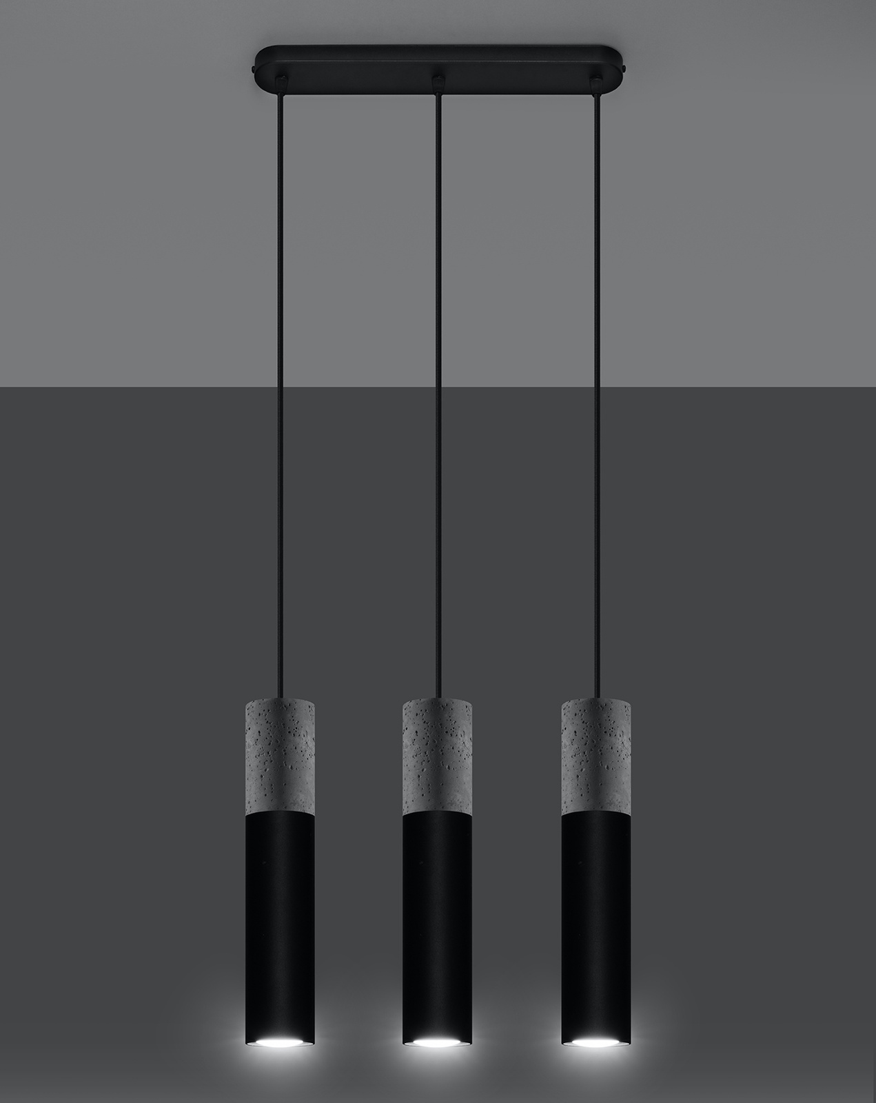 Lampă suspendată BORGIO 3 negru + 3x bec LED GU-10 4000K rece 7W 630lm