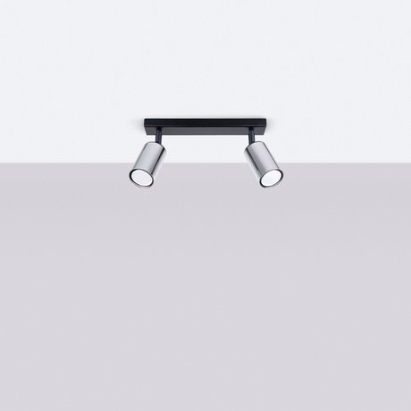 Plafonieră WINX 2 negru/cromo + 2 becuri LED GU-10 3000K Warm 7W 510lm
