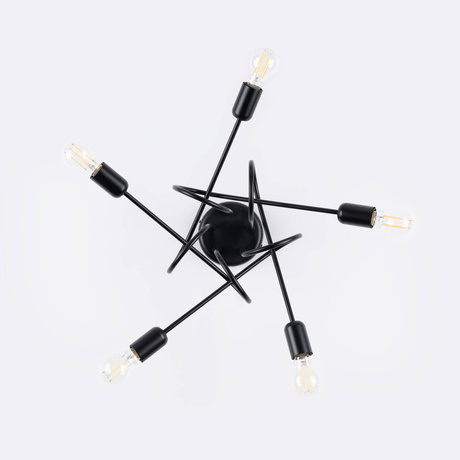 Candelabru SUPEŁ 5 negru + 5X bec LED E27 3000K 7W 760lm