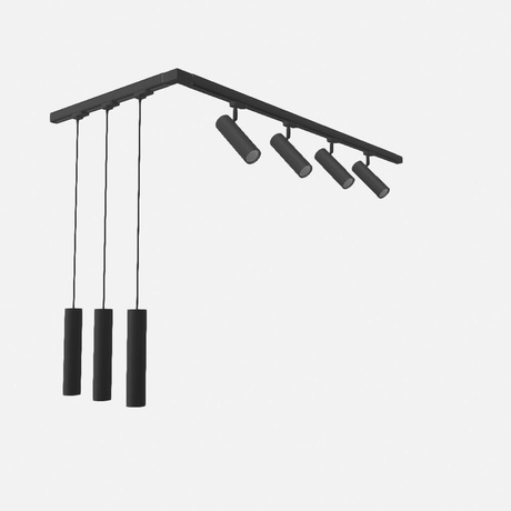 Plafonieră/lampă suspendată, 7 spoturi, sistem de șine trifazat, DIREZIONE/LAGOS, LED 49W 3000K