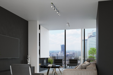 RING lampă de perete crom + 1x bec LED GU-10 4000K rece 7W 630lm