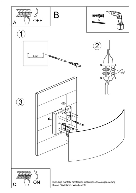 Lampă de perete MAGNUS alb + 2x bec LED G9 4000K rece 4,5W 530lm