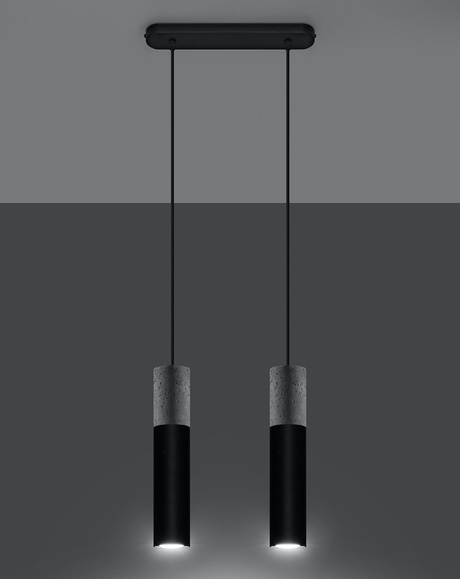 BORGIO 2 lampă suspendată negru + 2x GU-10 3000K cald 7W LED bec 620lm