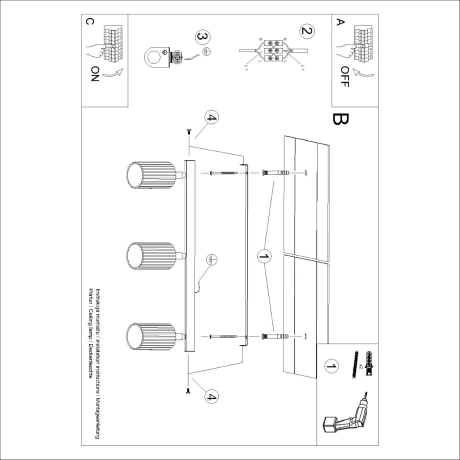 Plafonieră KARBON 3L negru