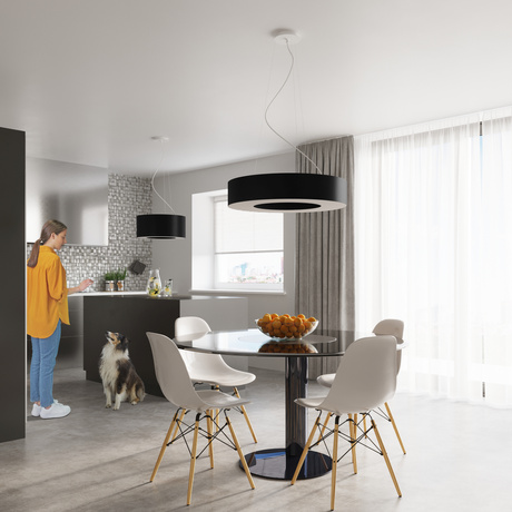 Candelabru SATURNO 70 negru + 6x bec LED E27 4000K rece 7.5W 650lm