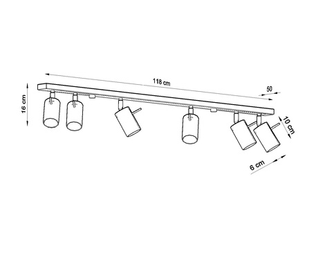 Plafonieră RING 6L negru + 6x bec LED GU-10 4000K Cold 7W 630lm