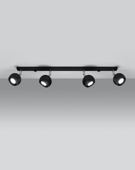 Plafonieră OCULARE 4L negru + 4x bec LED GU-10 3000K Warm 7W 620lm