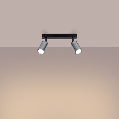 Plafonieră WINX 2 negru/cromo + 2 becuri LED GU-10 3000K Warm 7W 510lm