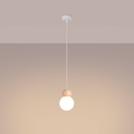PEKKA 1 lampă suspendată alb/lemn natural + 1x bec LED G9 3000K cald 4,5W 450lm