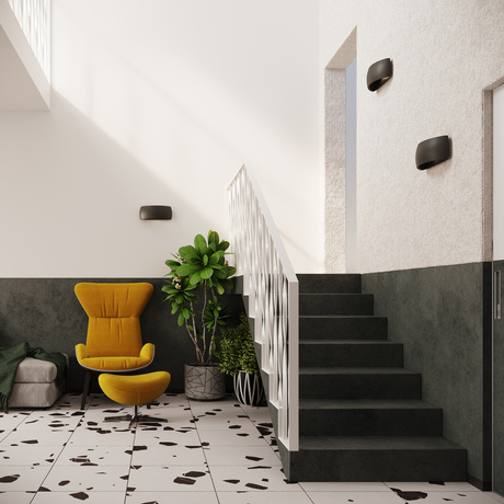 PONTIUS lampă de perete ceramică neagră + 1x bec LED G9 4000K Cold 4,5W 530lm