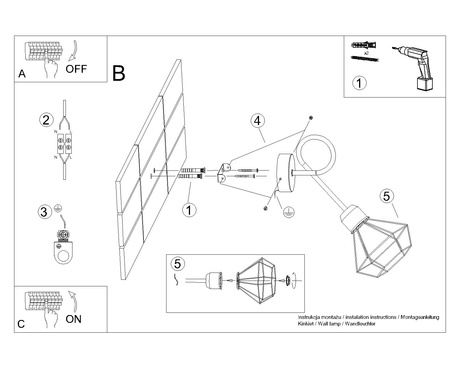 ARTEMIS 1S lampă de perete negru + 1x bec LED E14 3000K Warm 7.5W 620lm