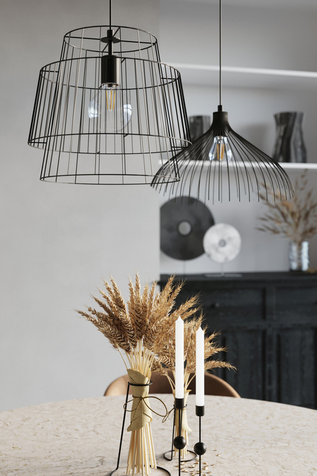 GATE lampă suspendată negru + 1x bec LED E27 3000K cald 7.5W 620lm