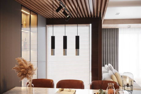 LOOPEZ 2 negru / crom lampă suspendată + 2x GU-10 4000K rece 7W 630lm bec LED