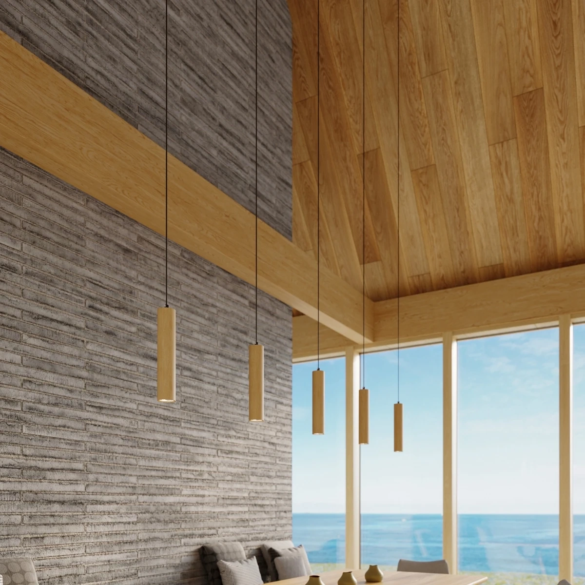 Lampă suspendată LINO 3 lemn