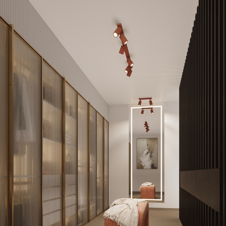 Plafonieră KARBON 3P roșu ocru