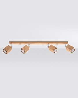 Plafonieră KEKE 4 stejar + 4x bec LED GU-10 3000K Warm 7W 620lm