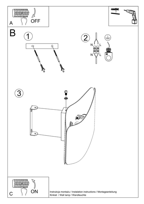 Lampă de perete TILA 30 alb + 1x bec LED G9 4000K rece 4,5W 530lm