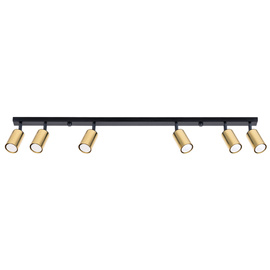 Plafonieră WINX 6L negru / auriu + 6x bec LED GU-10 4000K rece 7W 530lm