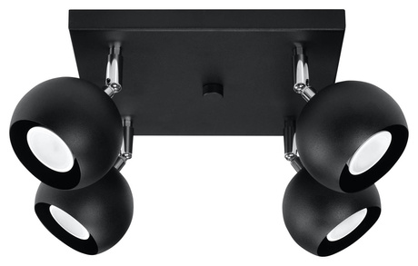 Plafonieră OCULARE 4 negru + 4x bec LED GU-10 4000K rece 7W 630lm