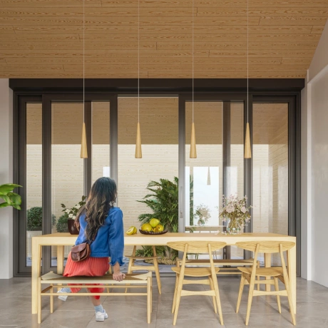 Lampă suspendată SULA 1 lemn natural