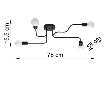 Candelabru VECTOR 4 negru + 4x bec LED E27 3000K cald 7.5W 620lm