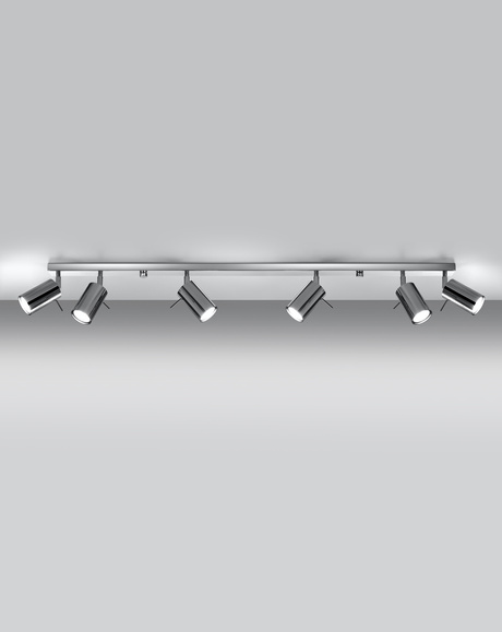 Plafonieră RING 6L crom + 6x bec LED GU-10 4000K Cold 7W 630lm