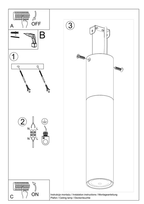 Plafonieră PABLO negru +1x Bec LED GU-10 4000K Rece 7W 630lm