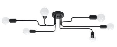 Candelabru VECTOR 6 negru + 6x bec LED E27 4000K rece 7.5W 650lm