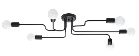 Candelabru VECTOR 6 negru + 6x bec LED E27 3000K cald 7.5W 620lm