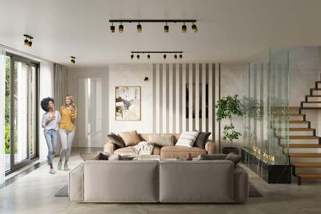 NERO lampă de perete negru / aur + 1x bec LED GU-10 4000K rece 7W 630lm