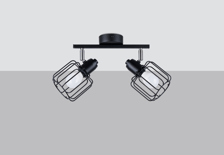 Plafonieră BELUCI 2 negru + 2x bec LED E14 3000K cald 7.5W 620lm