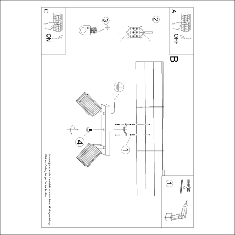 Plafonieră KARBON 4 roșu ocru