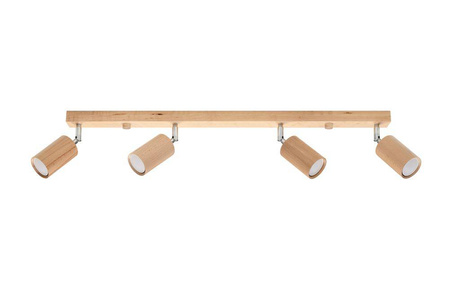 Plafonieră BERG 4 lemn natural + 4x bec LED GU-10 4000K rece 7W 630lm