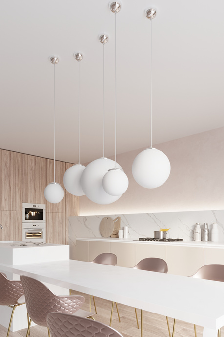 Lampă suspendată UGO 20 crom + 1x bec LED E27 4000K rece 7,5W 650lm