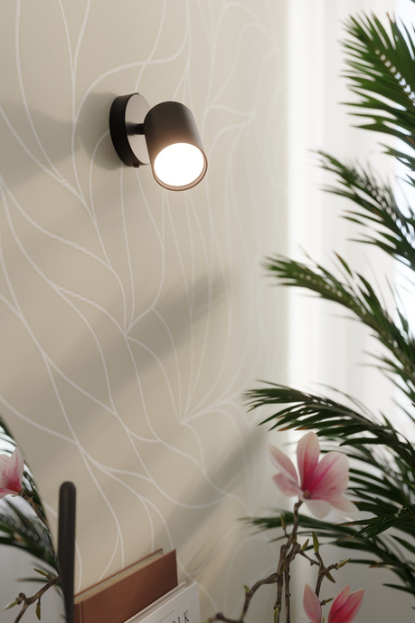 Lampă de perete LEMMI 1 negru + 1x bec LED GU-10 4000K rece 7W 530lm