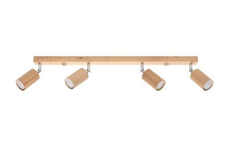 Plafonieră BERG 4 lemn natural + 4x bec LED GU-10 3000K Warm 7W 620lm