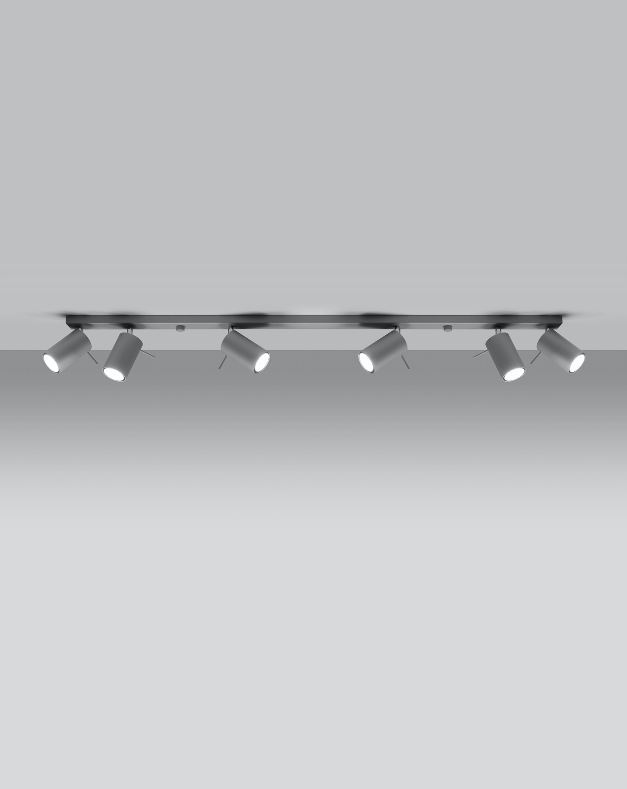 Plafonieră RING 6L gri + 6x bec LED GU-10 3000K Warm 7W 620lm