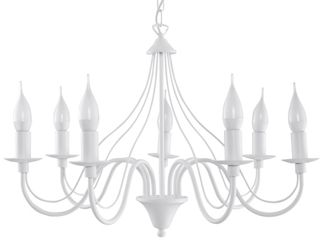 Candelabru MINERWA 7 alb + 7x bec LED E14 3000K cald 7.5W 620lm