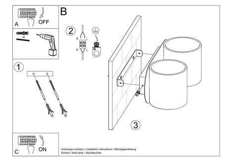 Lampă de perete ORBIS 2 gri + 2x bec LED G9 4000K Cold 4,5W 530lm