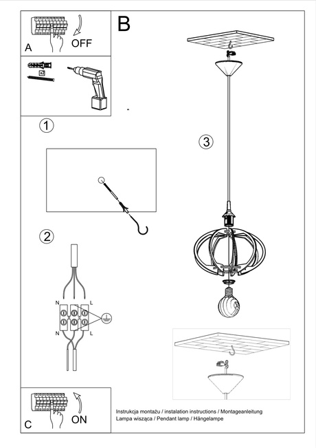 Lampă suspendată MANDELINO lemn natural + 1x bec LED E27 4000K rece 7,5W 650lm