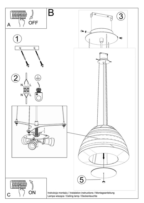 Candelabru BELLA 60 alb + 3x bec LED E27 3000K cald 7.5W 620lm
