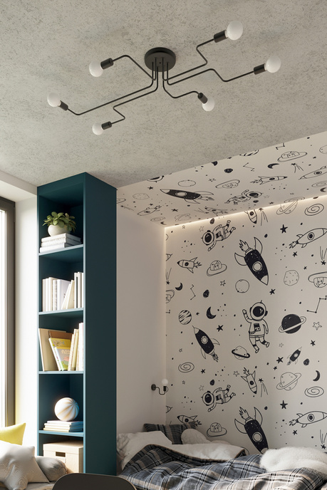 VECTOR lampă de perete negru + 1X bec LED E27 3000K 7W 760lm