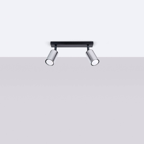 Plafonieră WINX 2 negru/cromo + 2 becuri LED GU-10 3000K Warm 7W 510lm