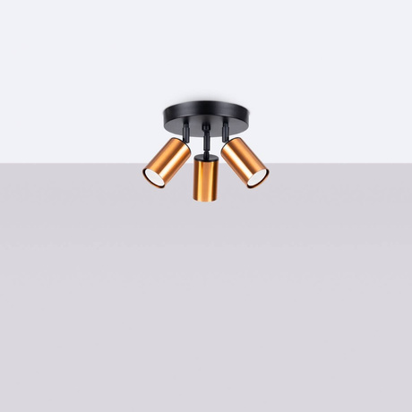 Plafonieră WINX 3P negru / cupru + 3x bec LED GU-10 3000K Warm 7W 510lm