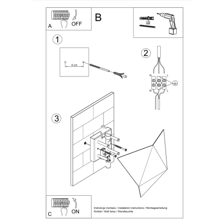 Lampă de perete SOLIDO negru