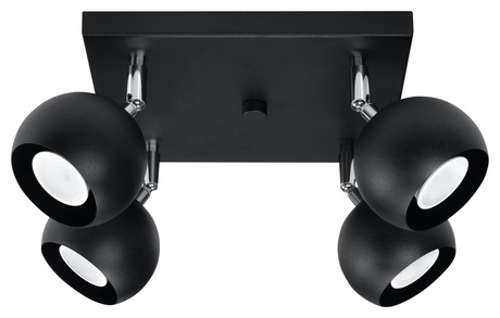 Plafonieră OCULARE 4 negru + 4x bec LED GU-10 4000K rece 7W 630lm